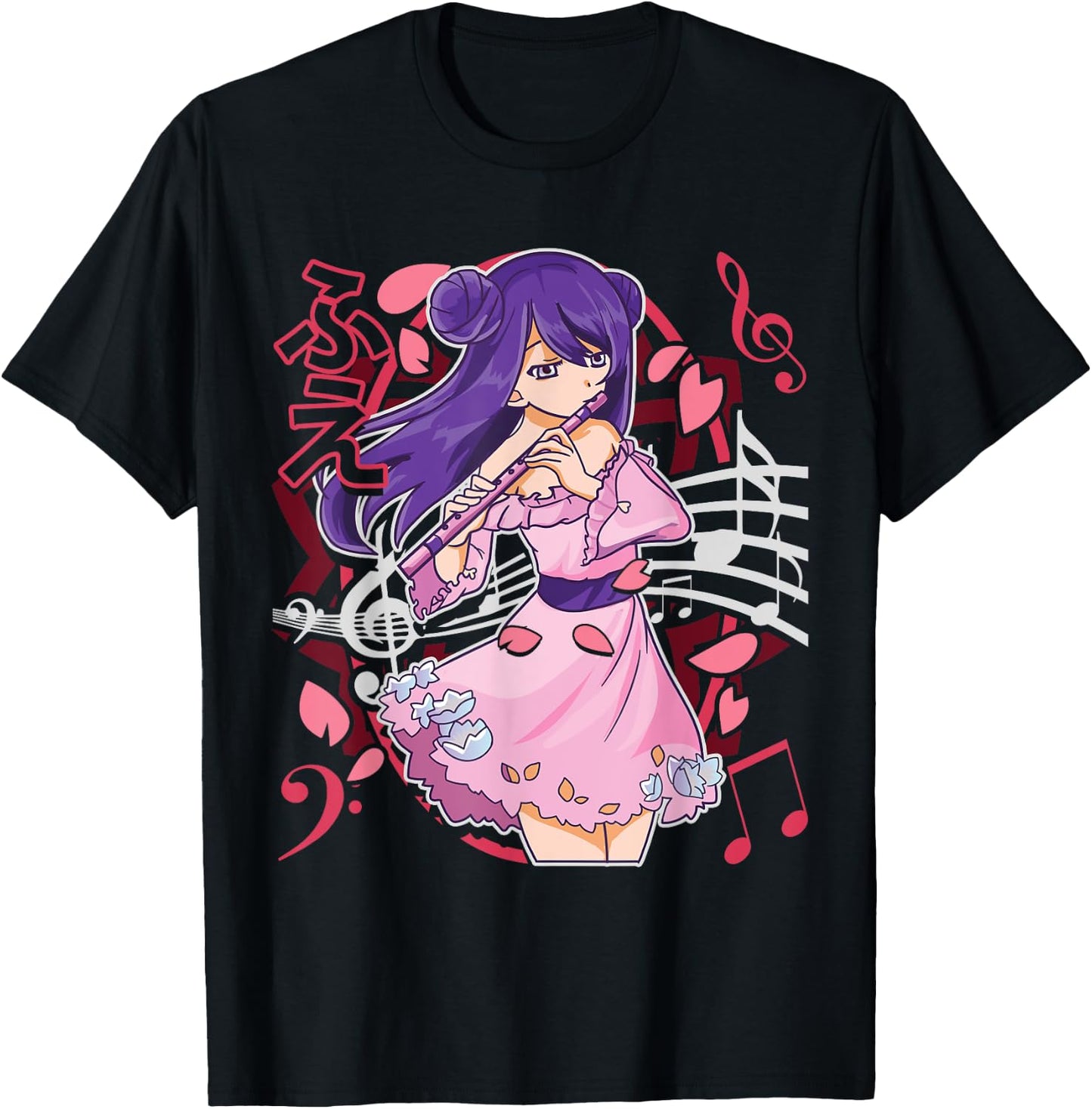 The Flutist | Anime Flute Musician Marching Band Manga Otaku T-Shirt - T-Shirt | Black