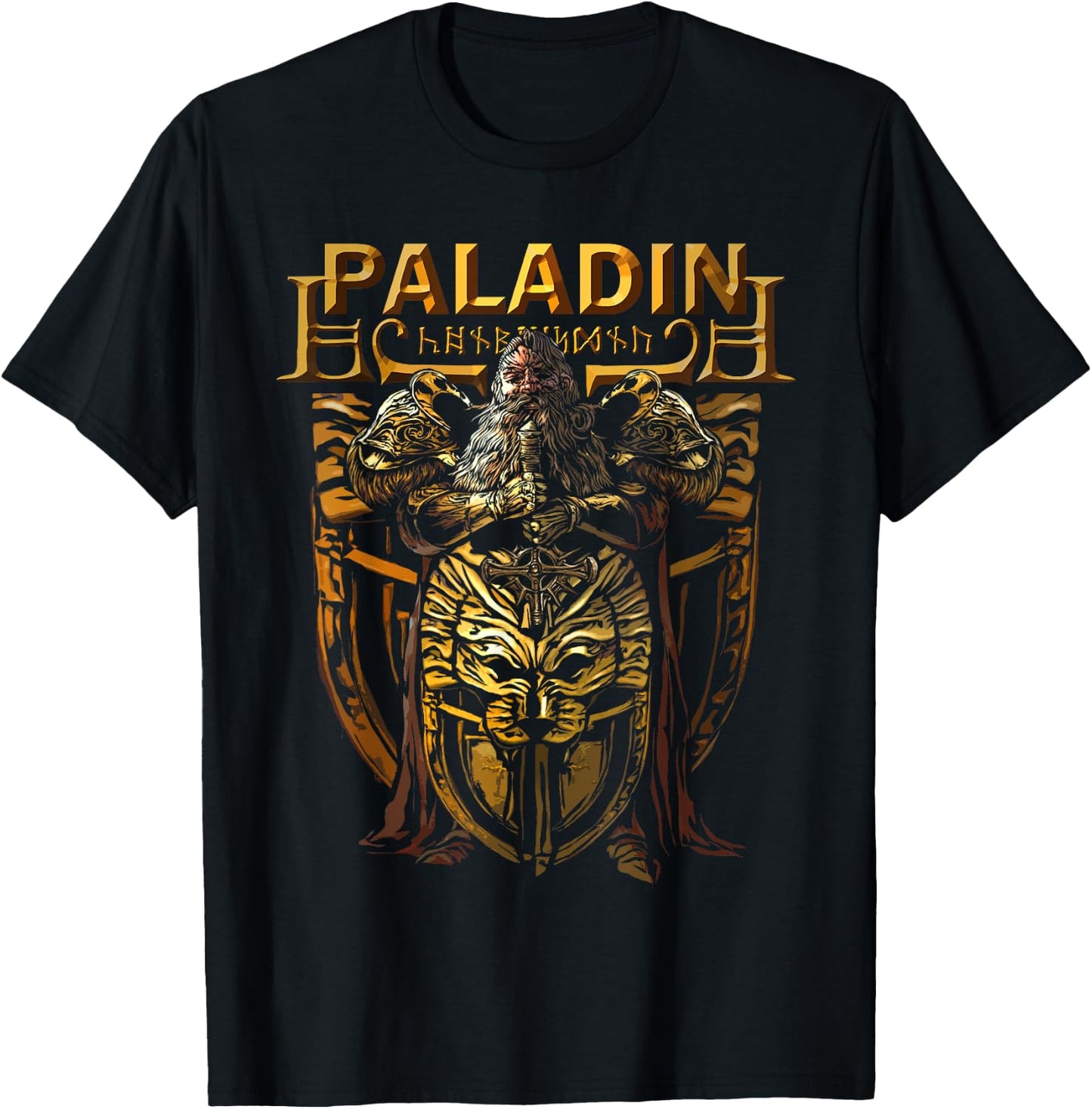 Dwarven Paladin, Dwarf Knight, Tabletop RPG Fantasy Gamers T-Shirt - T-Shirt | Black