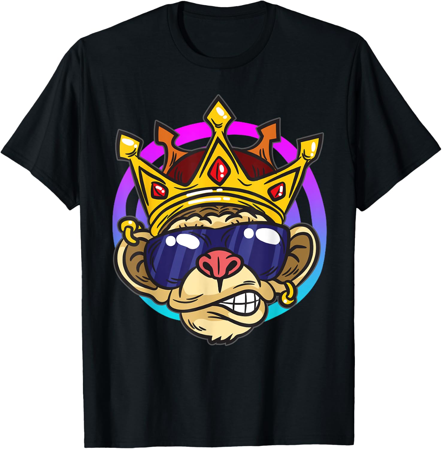 Chimpanzee King | Monkey Crown Ape T-Shirt - T-Shirt | Black