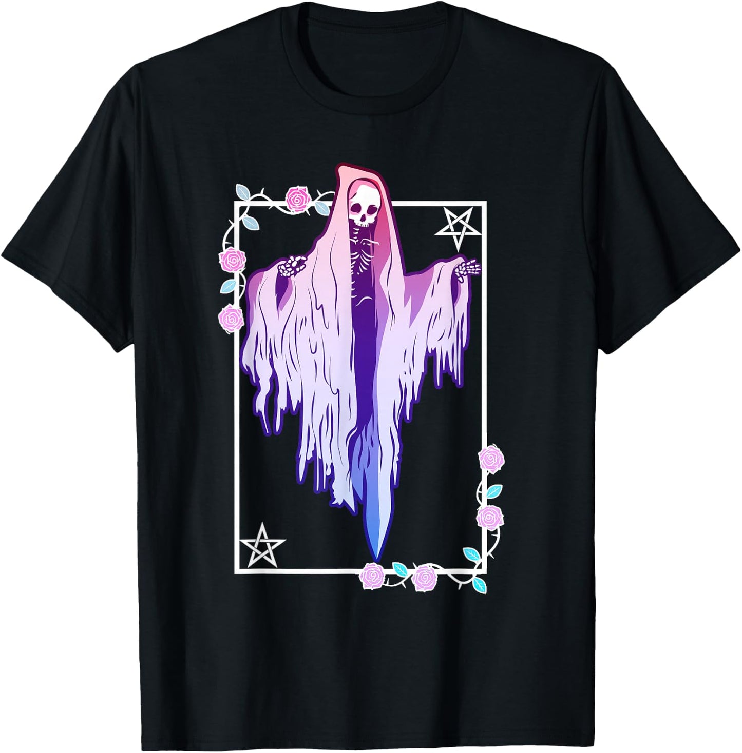 Pastel Goth Ghost Tarot Style T-Shirt - T-Shirt | Black