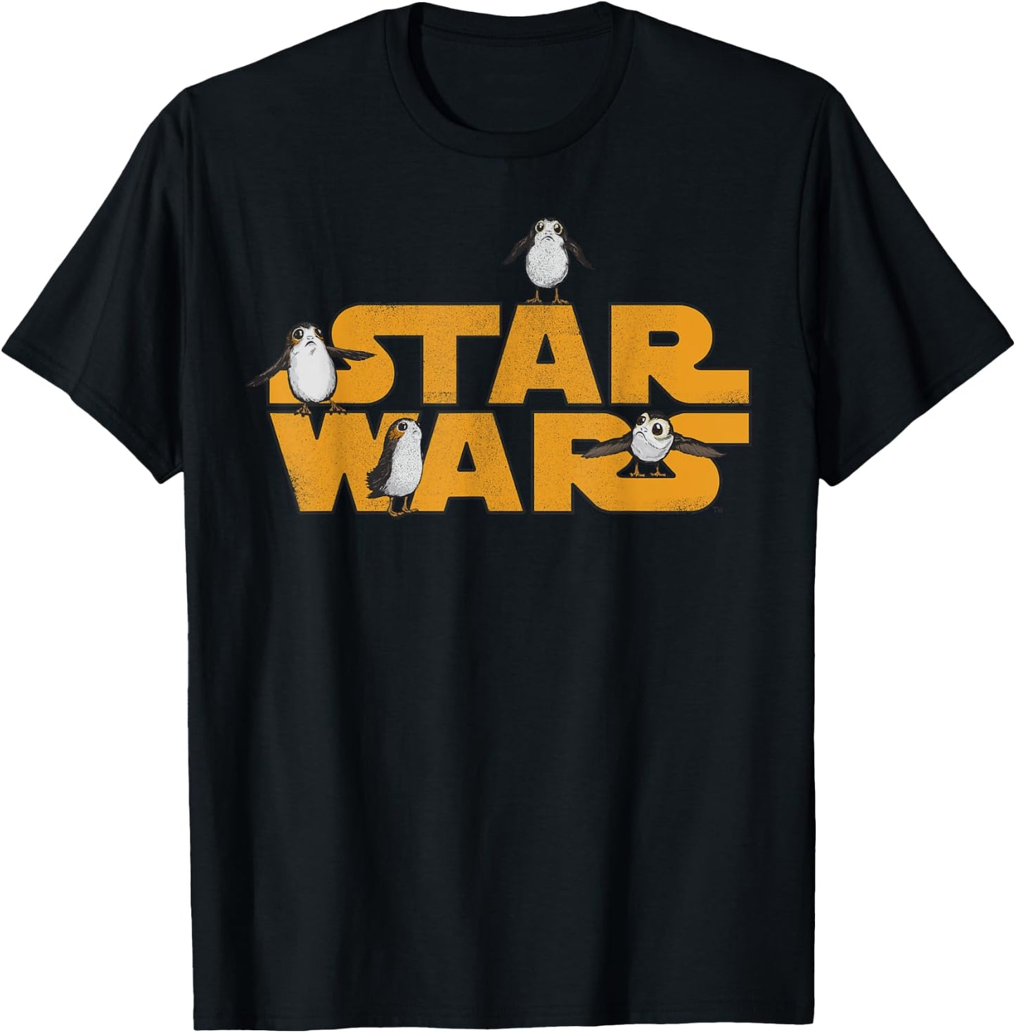Star Wars Logo with Porgs T-Shirt - T-Shirt | Black