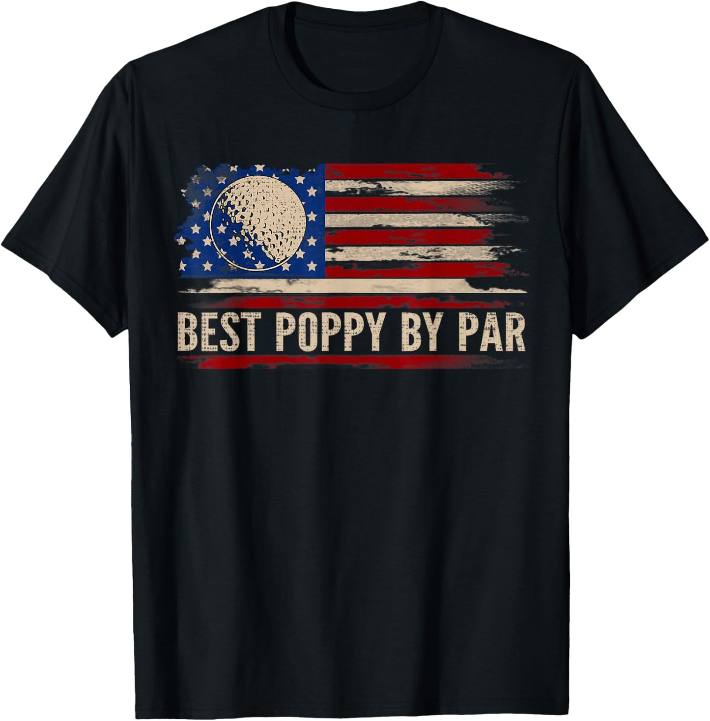 Vintage Best Poppy By Par American Flag Golf/Golfer Gift T-Shirt - T-Shirt | Black