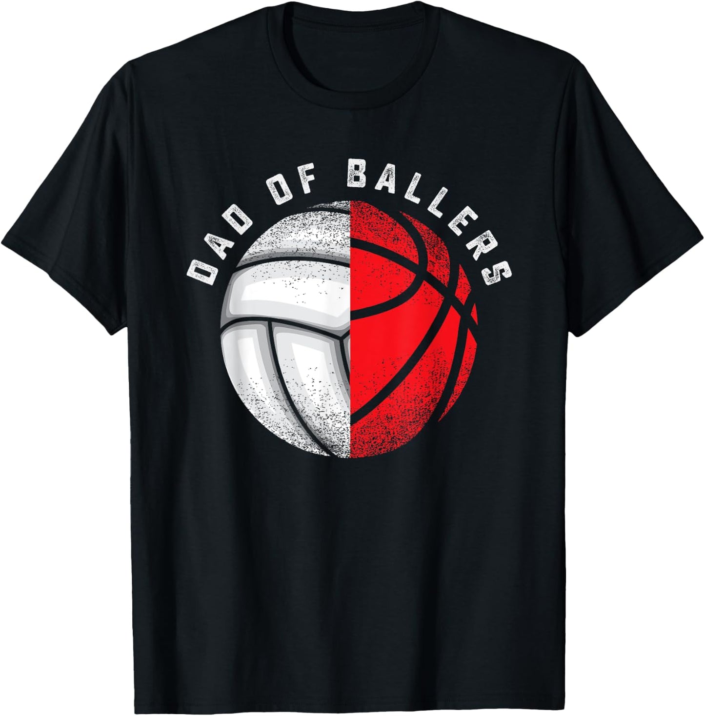 Dad Ballers Funny Volleyball Basketball Gift Son Daughter T-Shirt - T-Shirt | Black