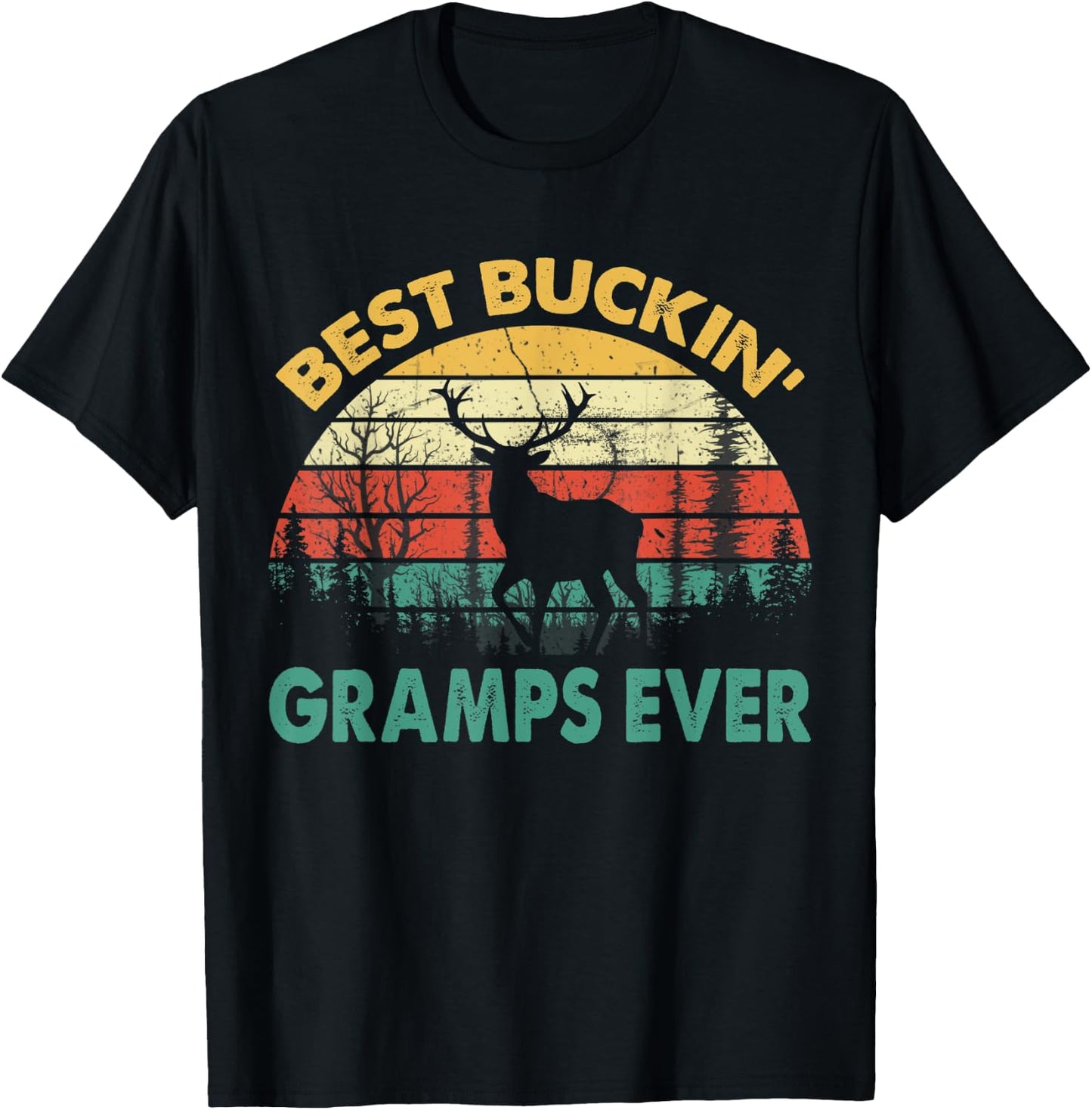 Best Buckin' Gramps Ever Deer Hunting Bucking T-Shirt - T-Shirt | Black