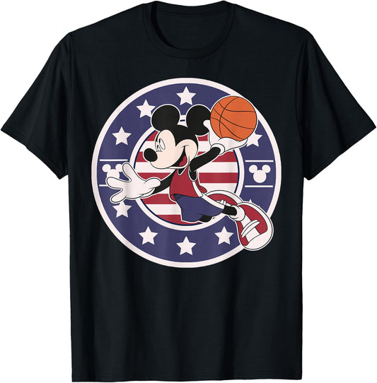 Disney Mickey and Friends Mickey Basketball USA Small T-Shirt - T-Shirt | Black