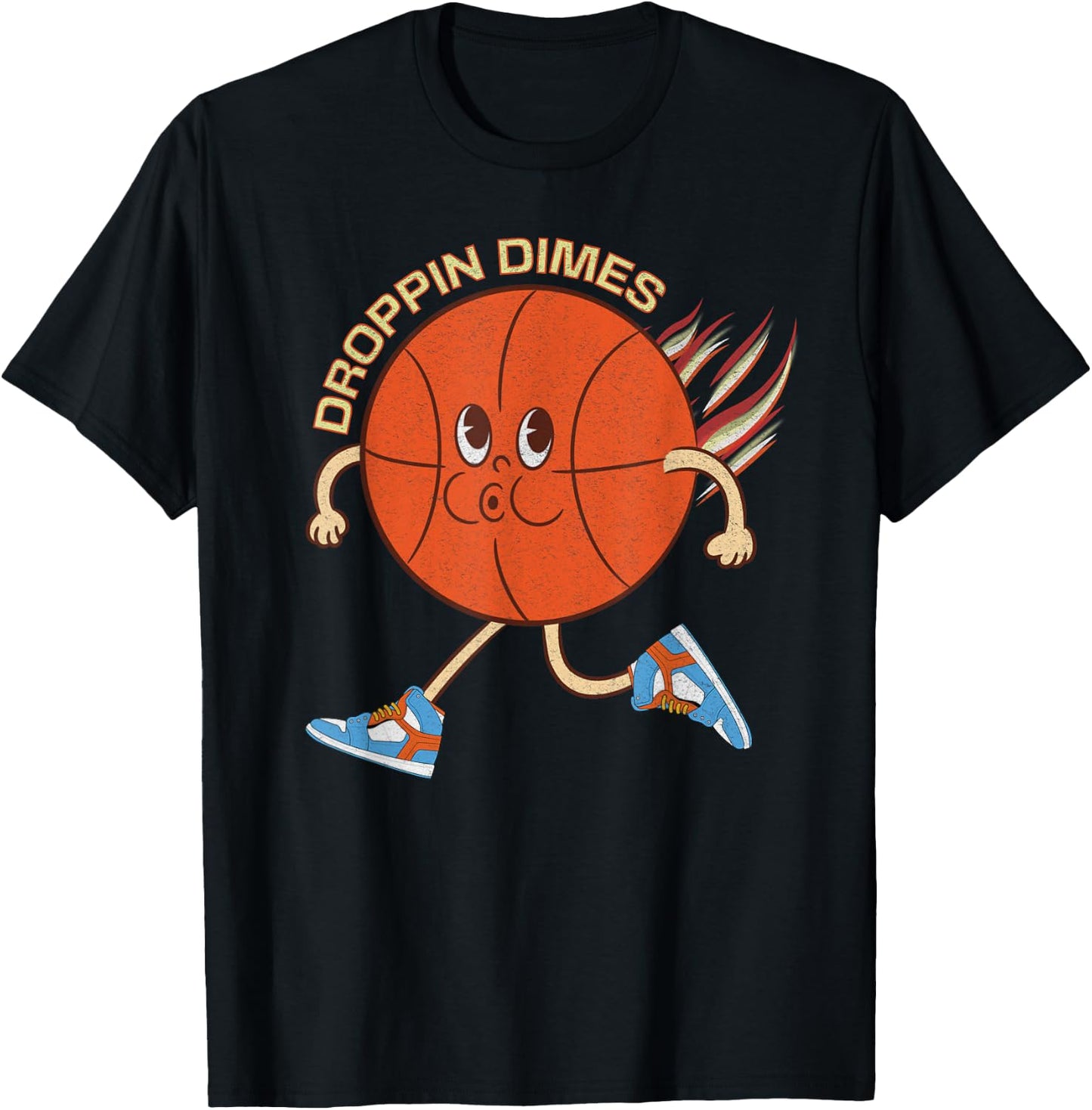 Vintage Basketball Women Retro Basketball Dimes T-Shirt - T-Shirt | Black