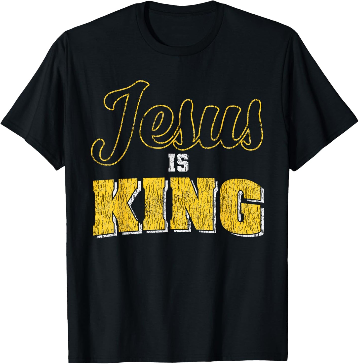 Vintage Jesus Is King Bible Quote Faith Religious Christian T-Shirt - T-Shirt | Black