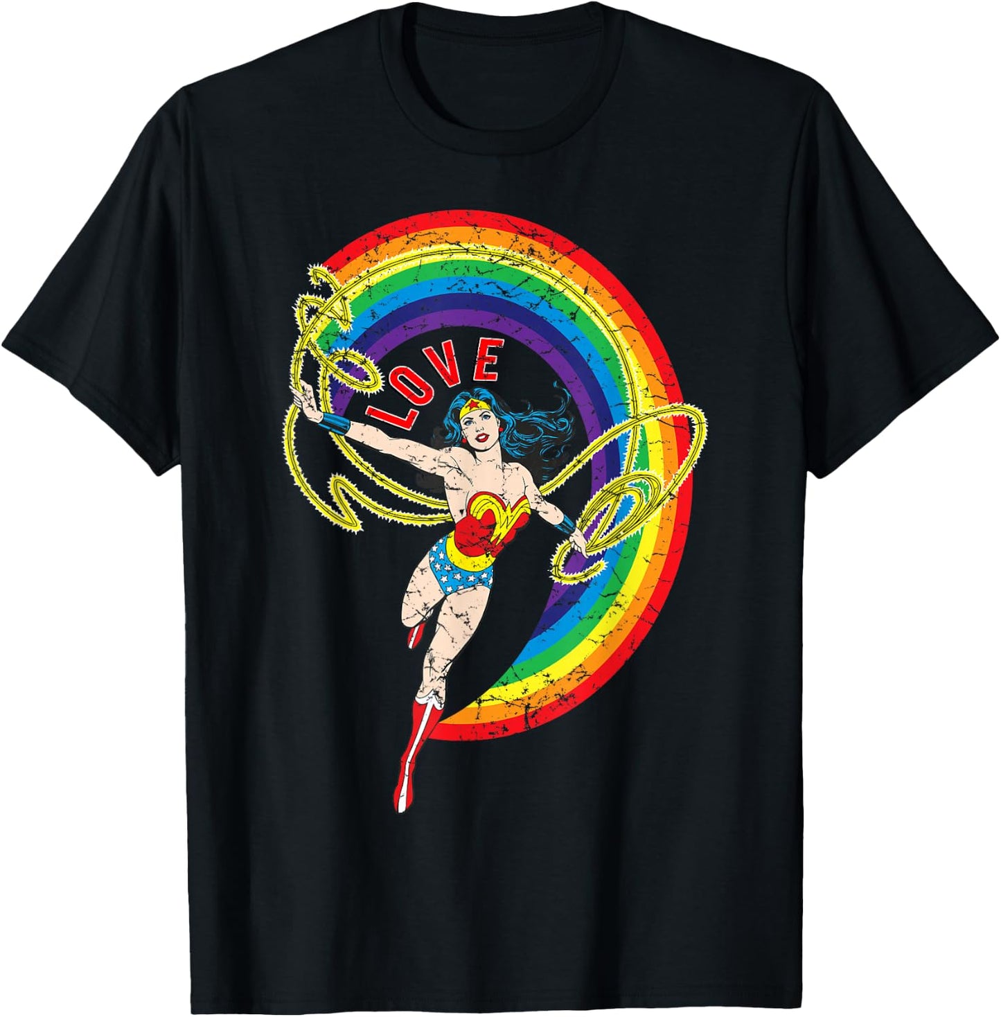 DC Wonder Woman Rainbow Love T-Shirt - T-Shirt | Black