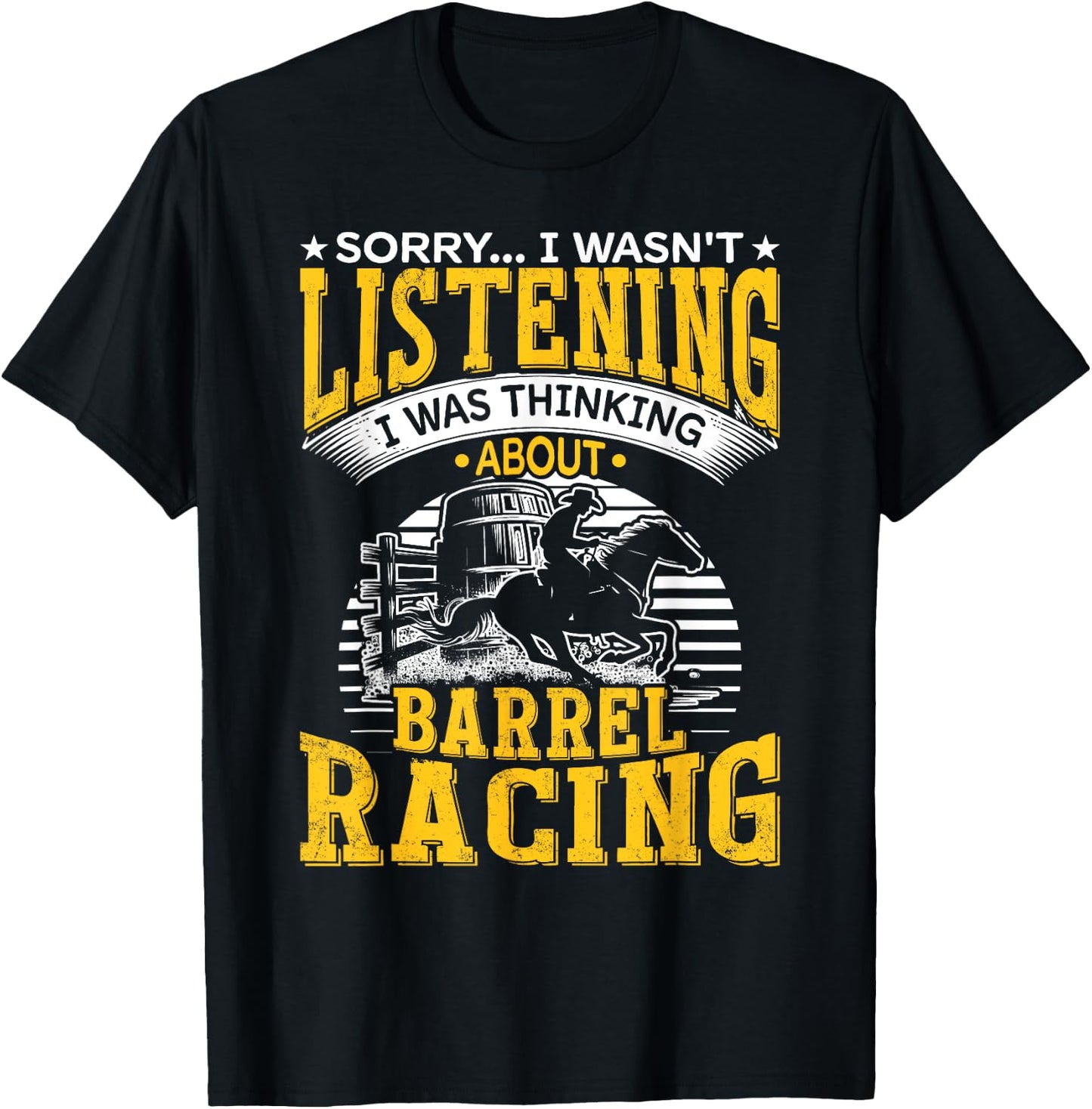 Thinking About Barrel Racing Horse Racing Barrel Racer T-Shirt - T-Shirt | Black