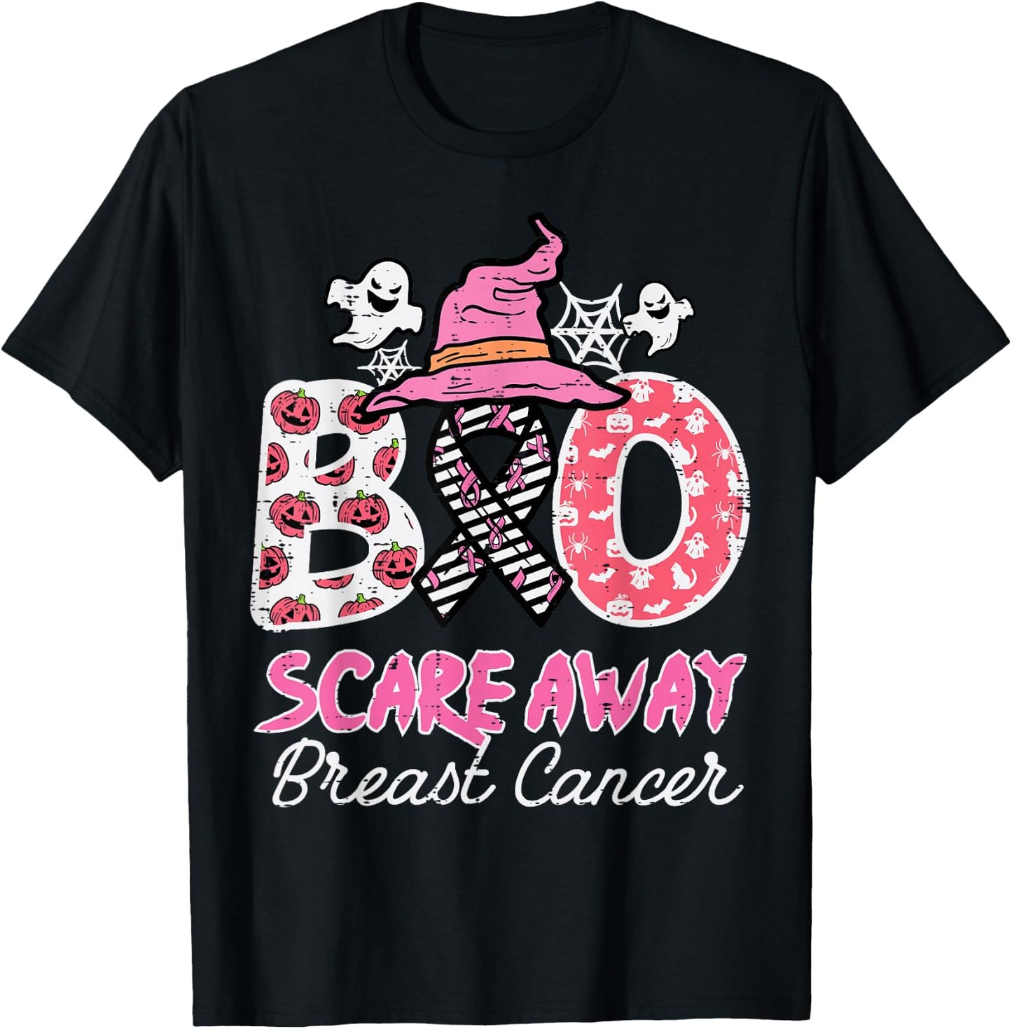 Halloween Boo Scare Breast Cancer Awareness Men Women Kids T-Shirt - T-Shirt | Black