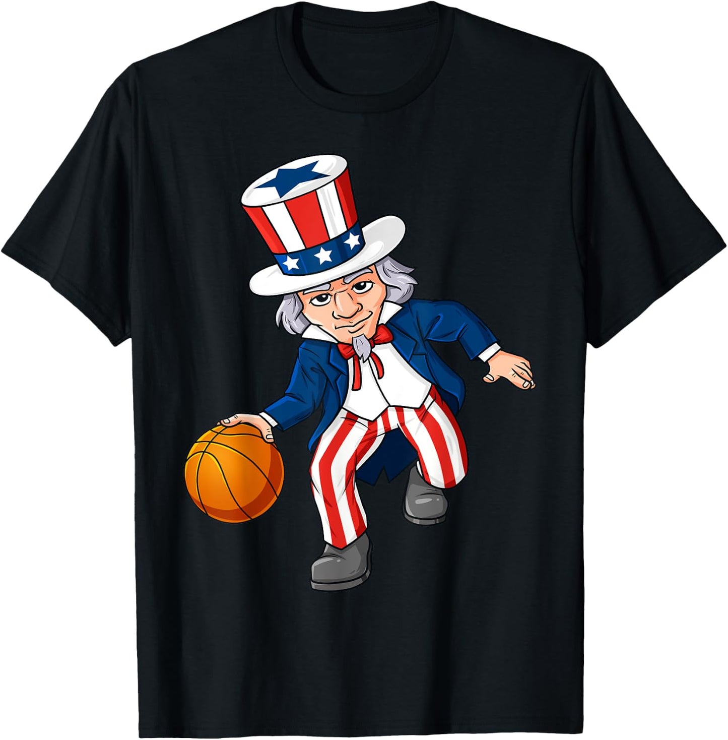 Basketball Uncle Sam 4th Of July Boys Kids Teens Dribble T-Shirt - T-Shirt | Black