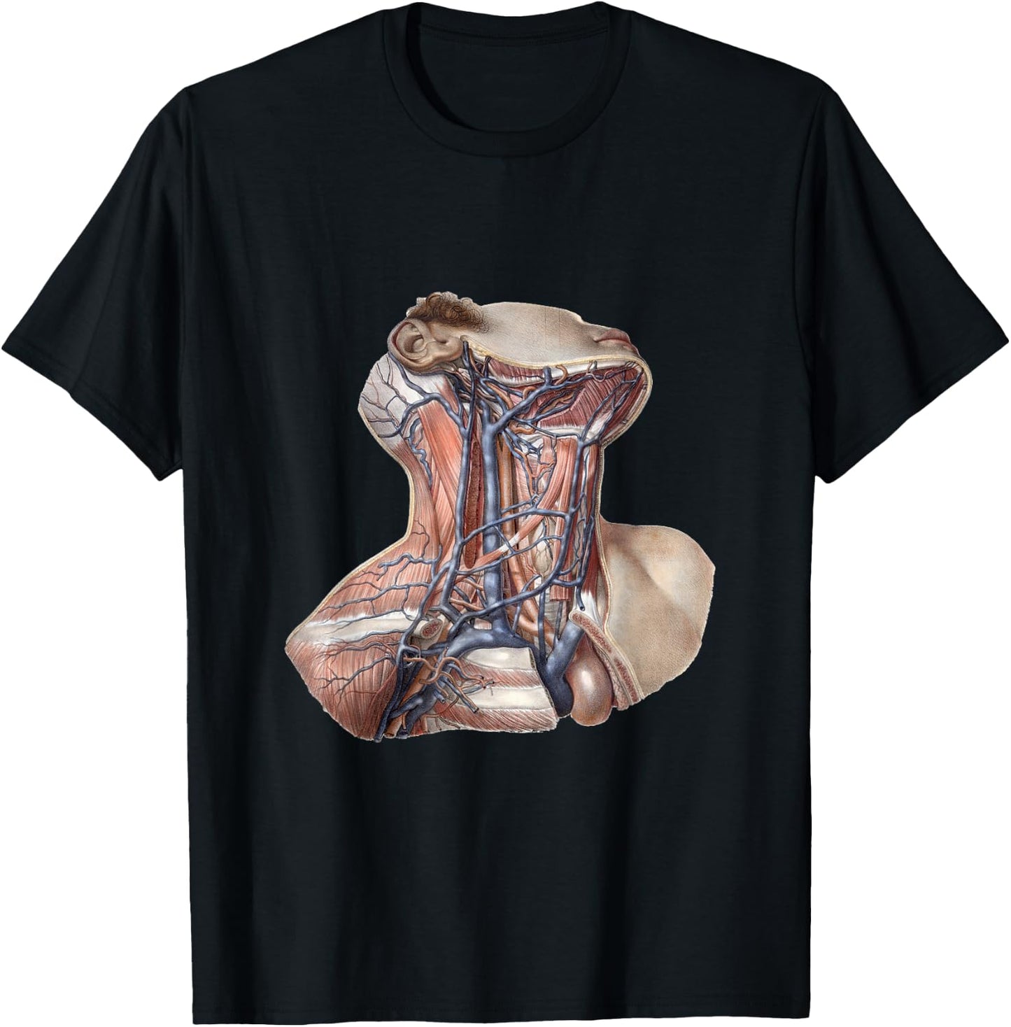 Vintage Human Anatomy Neck and Throat with Veins T-Shirt - T-Shirt | Black
