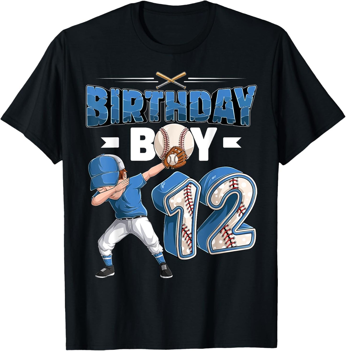 dabbing boy 12 year old Baseball Player 12th birthday party T-Shirt - T-Shirt | Black