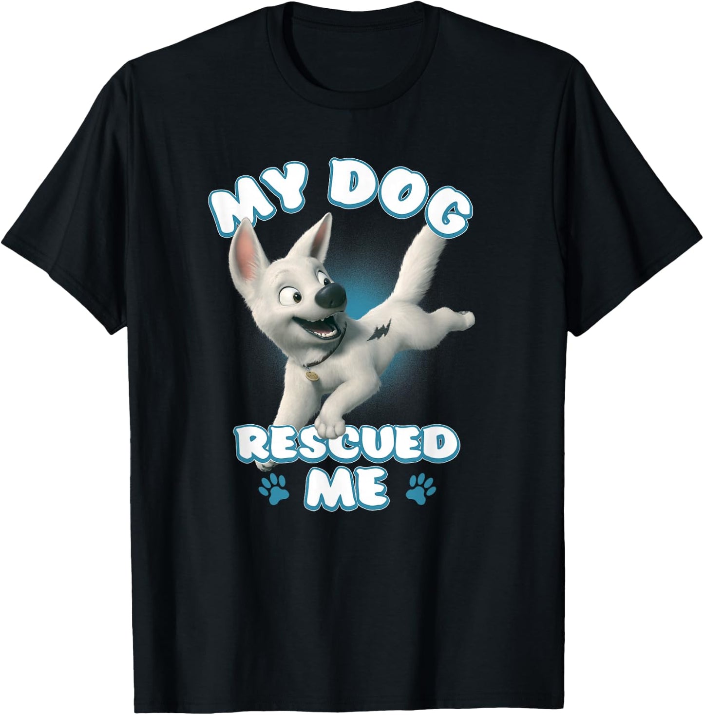 Disney Bolt My Dog Rescued Me Paw Prints T-Shirt - T-Shirt | Black