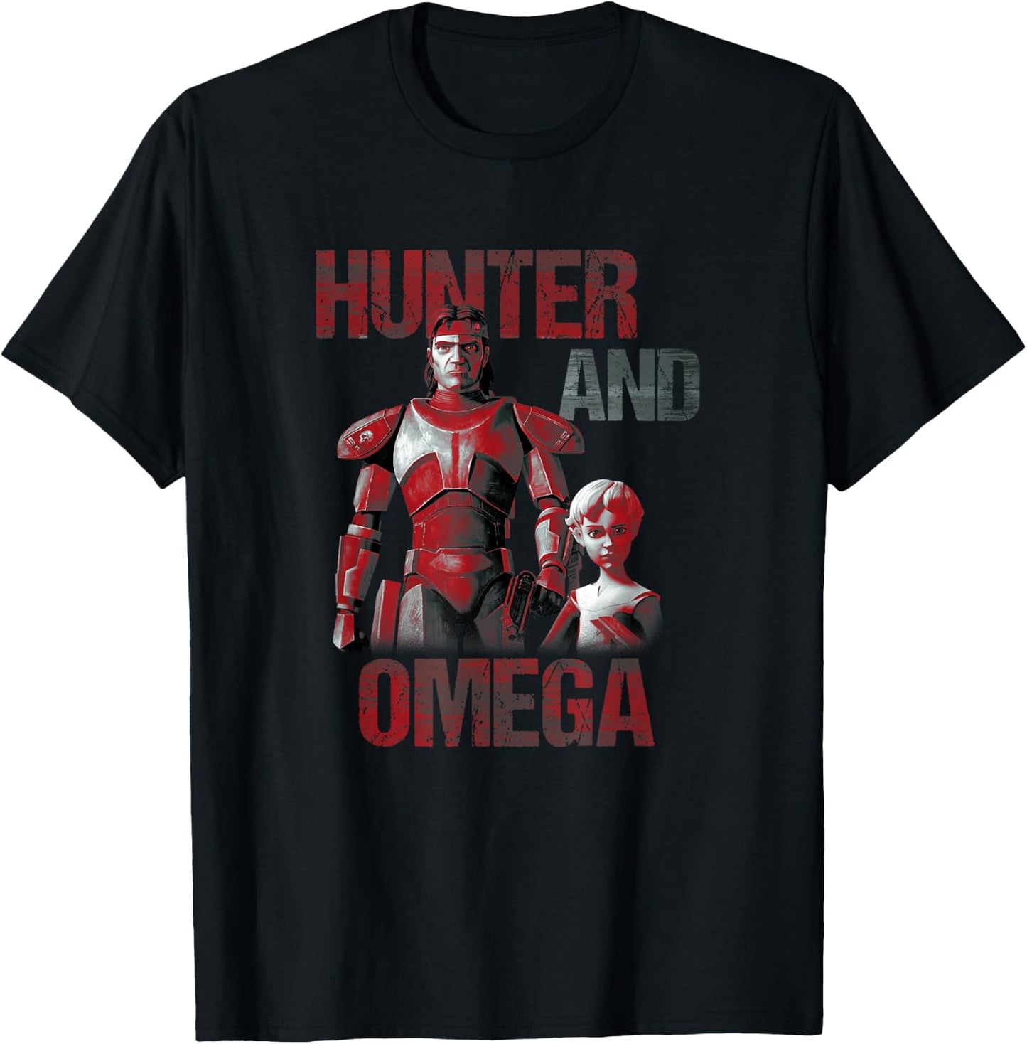 Star Wars: The Bad Batch Hunter And Omega T-Shirt - T-Shirt | Black