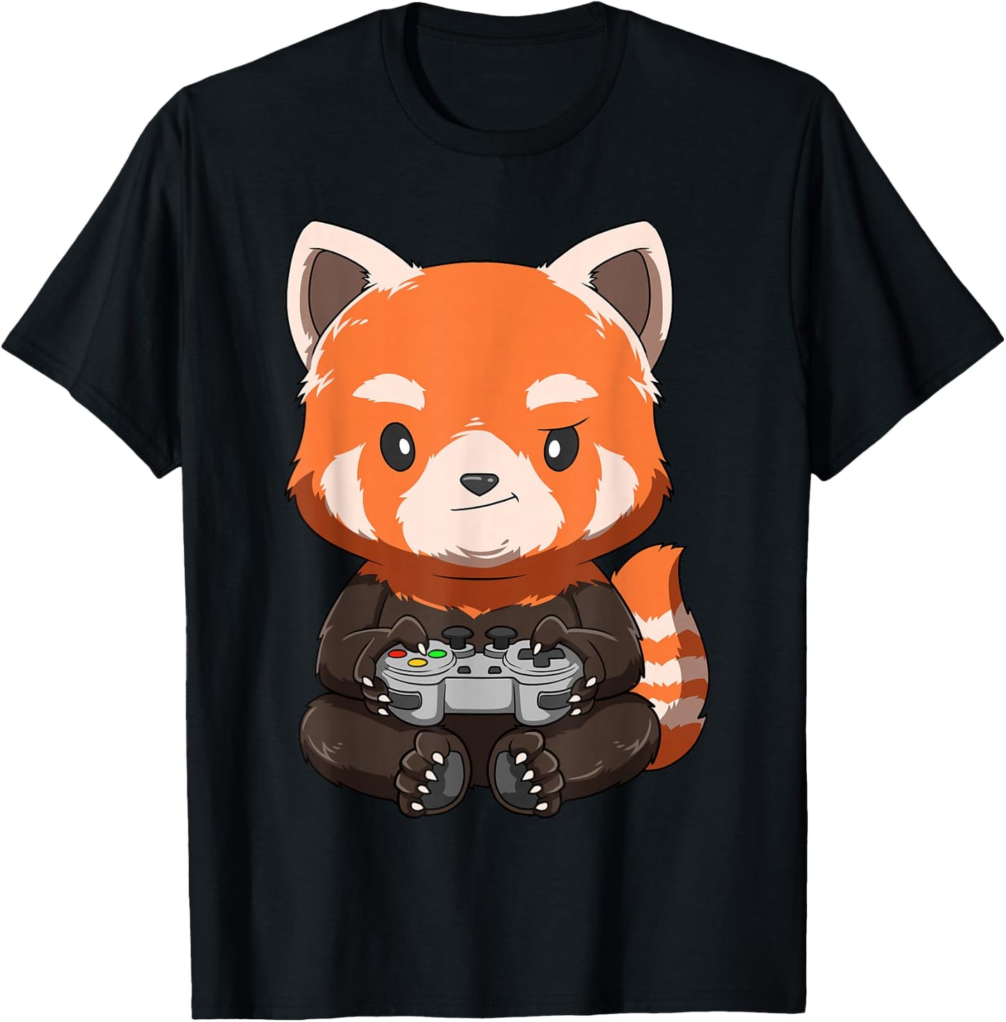Gaming Red Panda Gamer Red Panda Playing Video Games T-Shirt - T-Shirt | Black