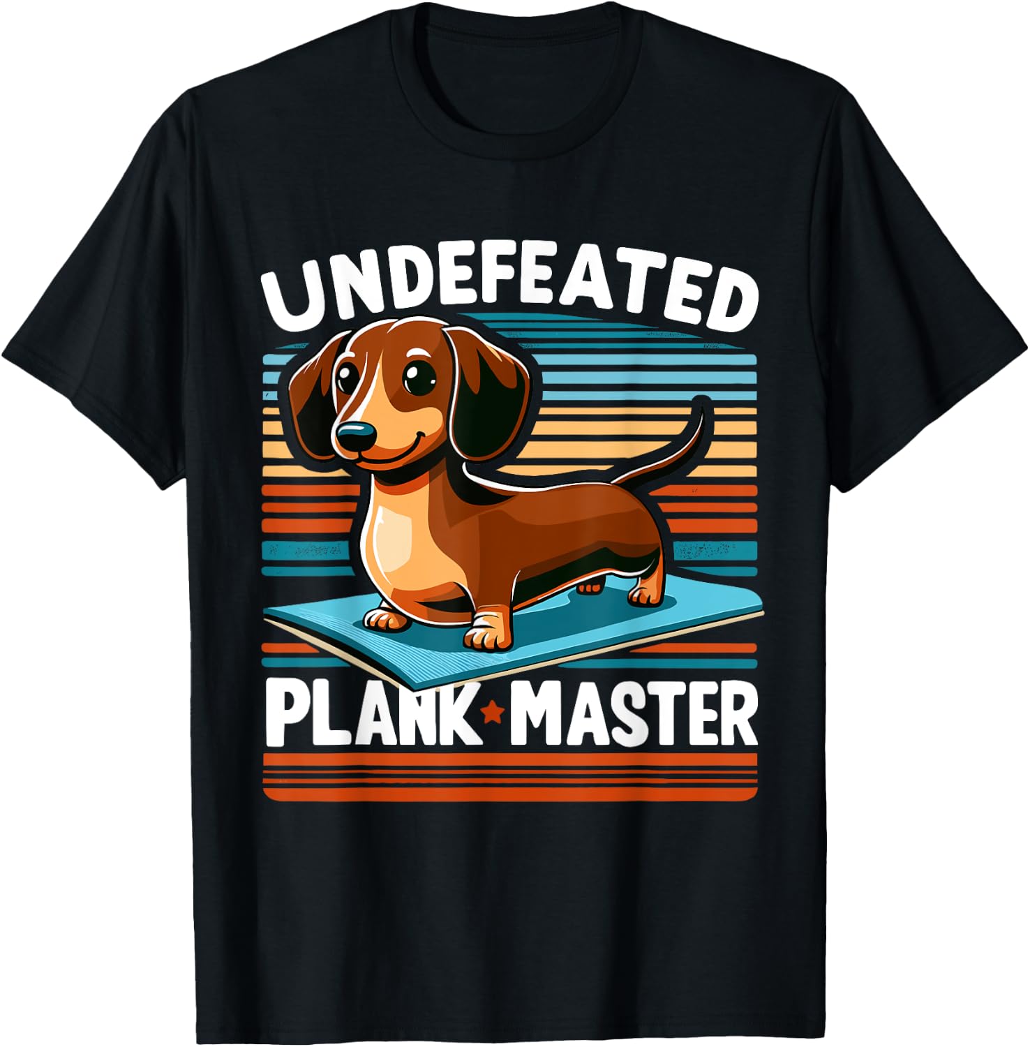 Wiener Dog - Sports Lover Undefeated Plank Master Dachshund Men Women Girls Kids T-Shirt - T-Shirt | Black