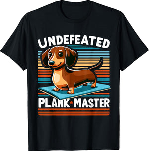 Wiener Dog - Sports Lover Undefeated Plank Master Dachshund Men Women Girls Kids T-Shirt - T-Shirt | Black