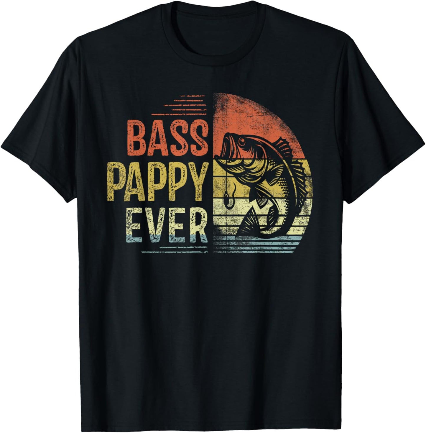 Bass Pappy Ever Fishing Gifts Pappy Birthday Vintage , Small, Black T-Shirt - T-Shirt | Black
