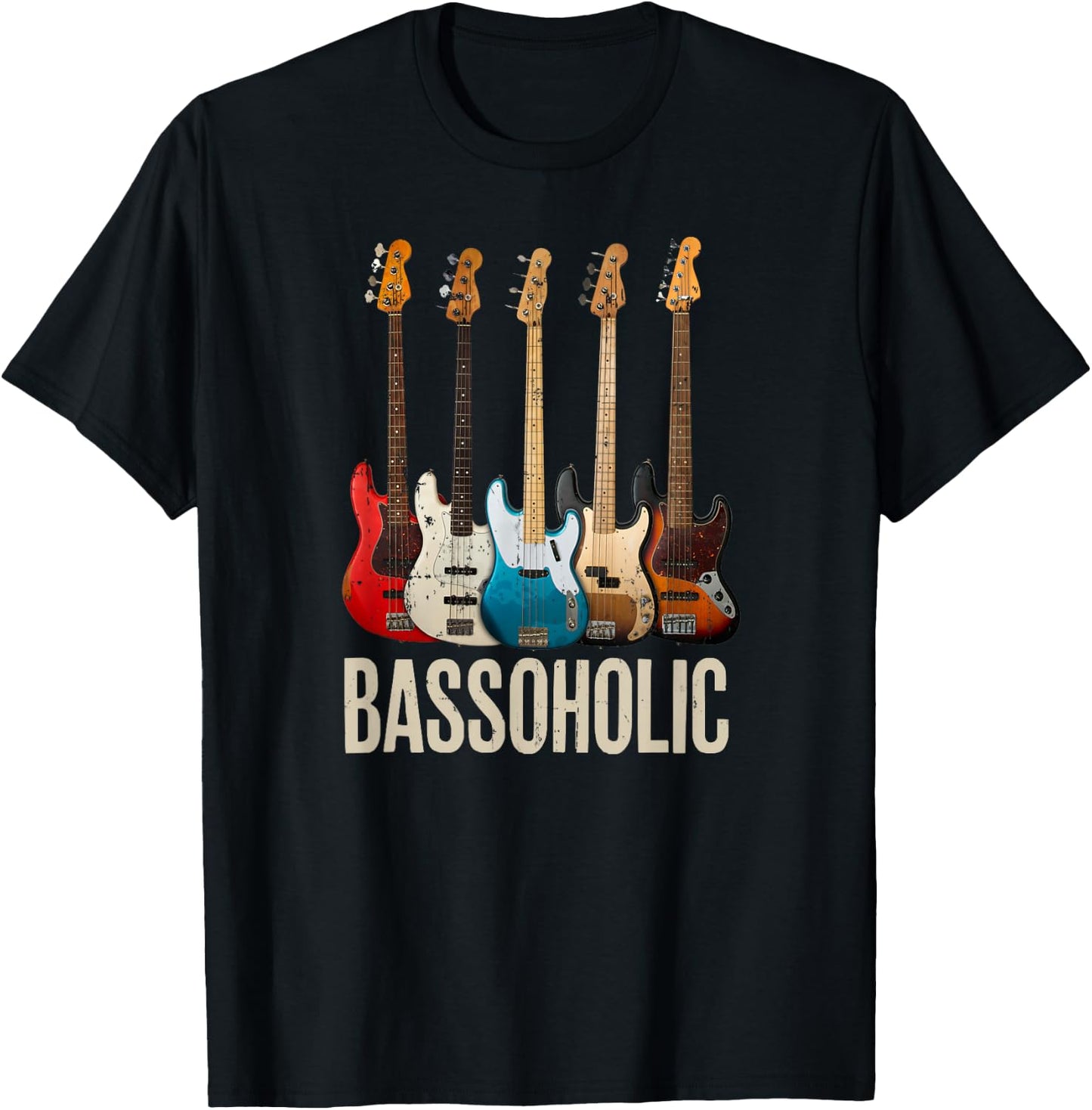 Bassoholic Gift Collector Bass Guitar Player Bassist T-Shirt - T-Shirt | Black