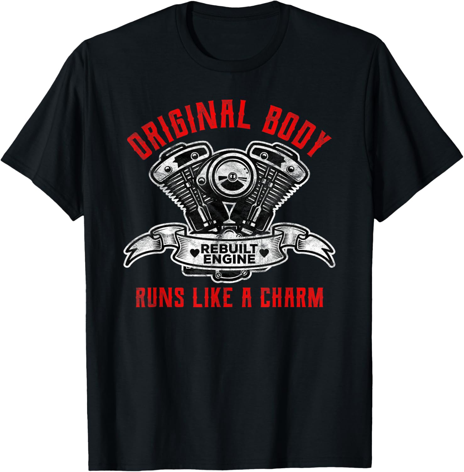 Open Heart Surgery Gifts Original Body Rebuilt Engine T-Shirt - T-Shirt | Black