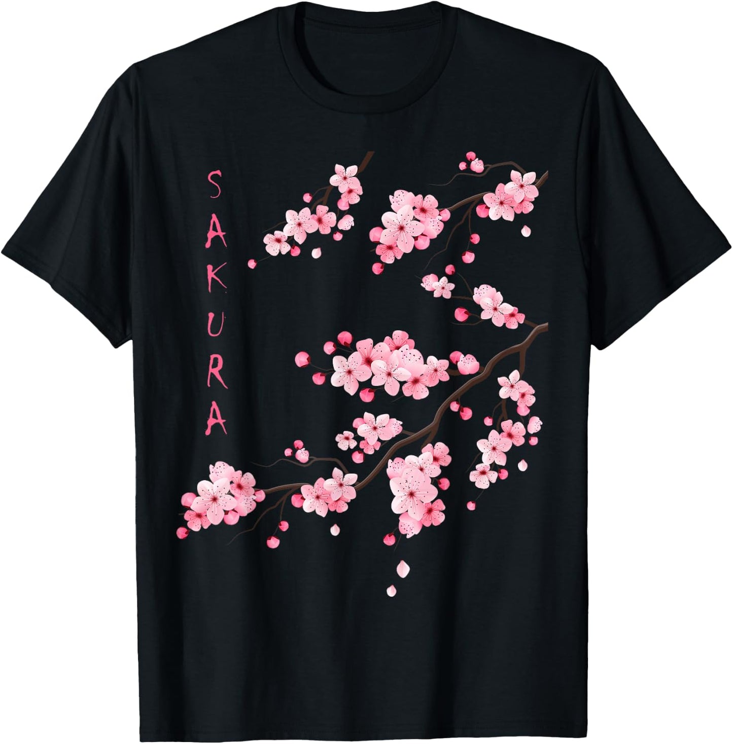 Vintage Sakura Cherry Blossom Japanese Graphical Art T-Shirt - T-Shirt | Black
