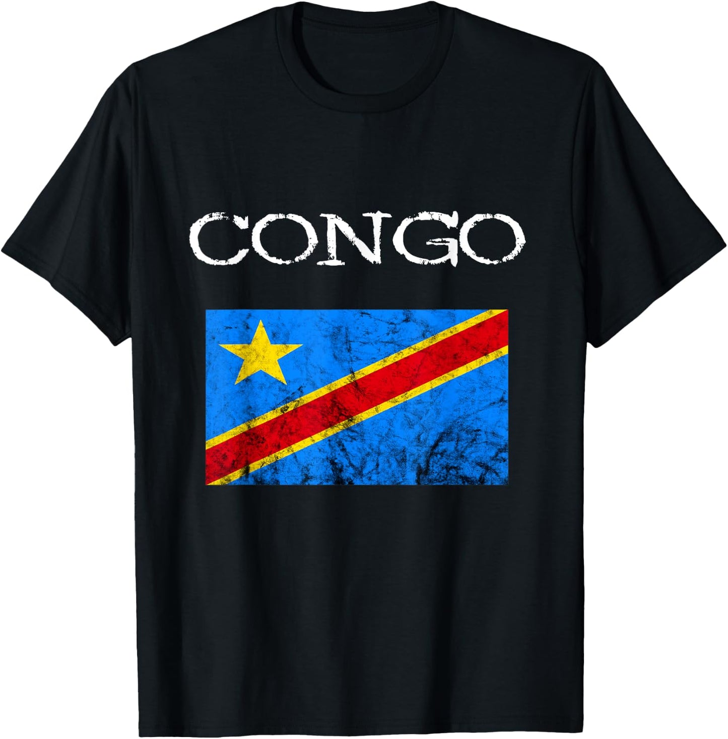 Coole Afrika Kongo Flagge Kongolese Congo Democratic Republic of Congo , Black, Small, -Adults, Short Sleeve, , Casual, Flag T-Shirt - T-Shirt | Black