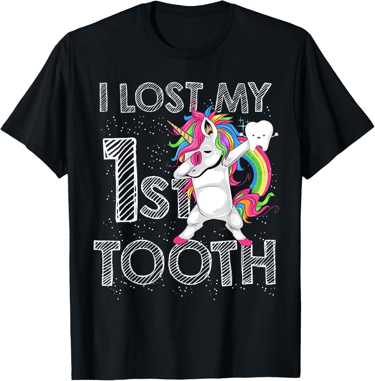 I Lost My First Tooth Baby Tooth Fairy Unicorn Dabbing T-Shirt - T-Shirt | Black