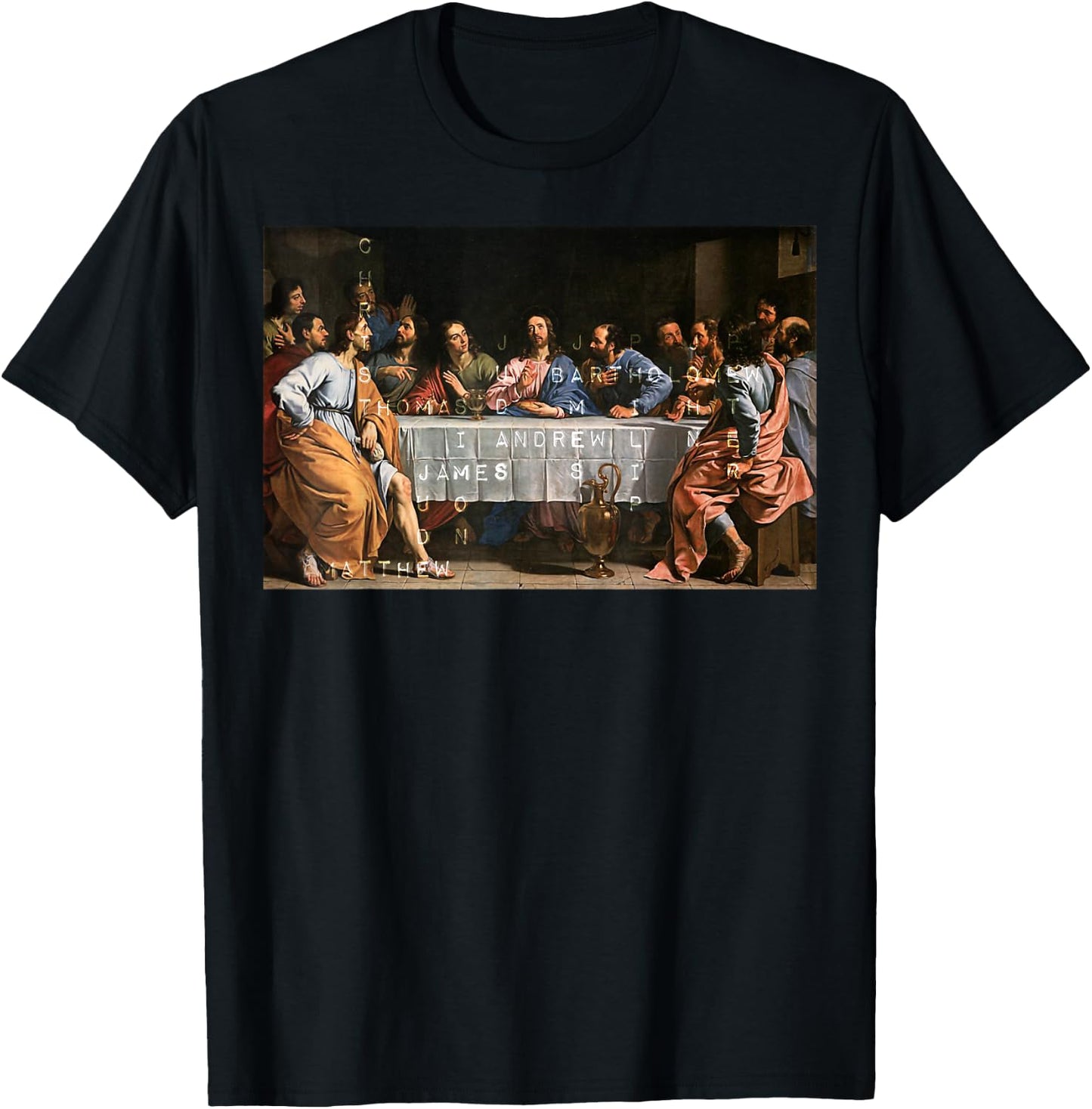 The Lord Jesus Christ with 12 Apostles on The Lord's Supper T-Shirt - T-Shirt | Black
