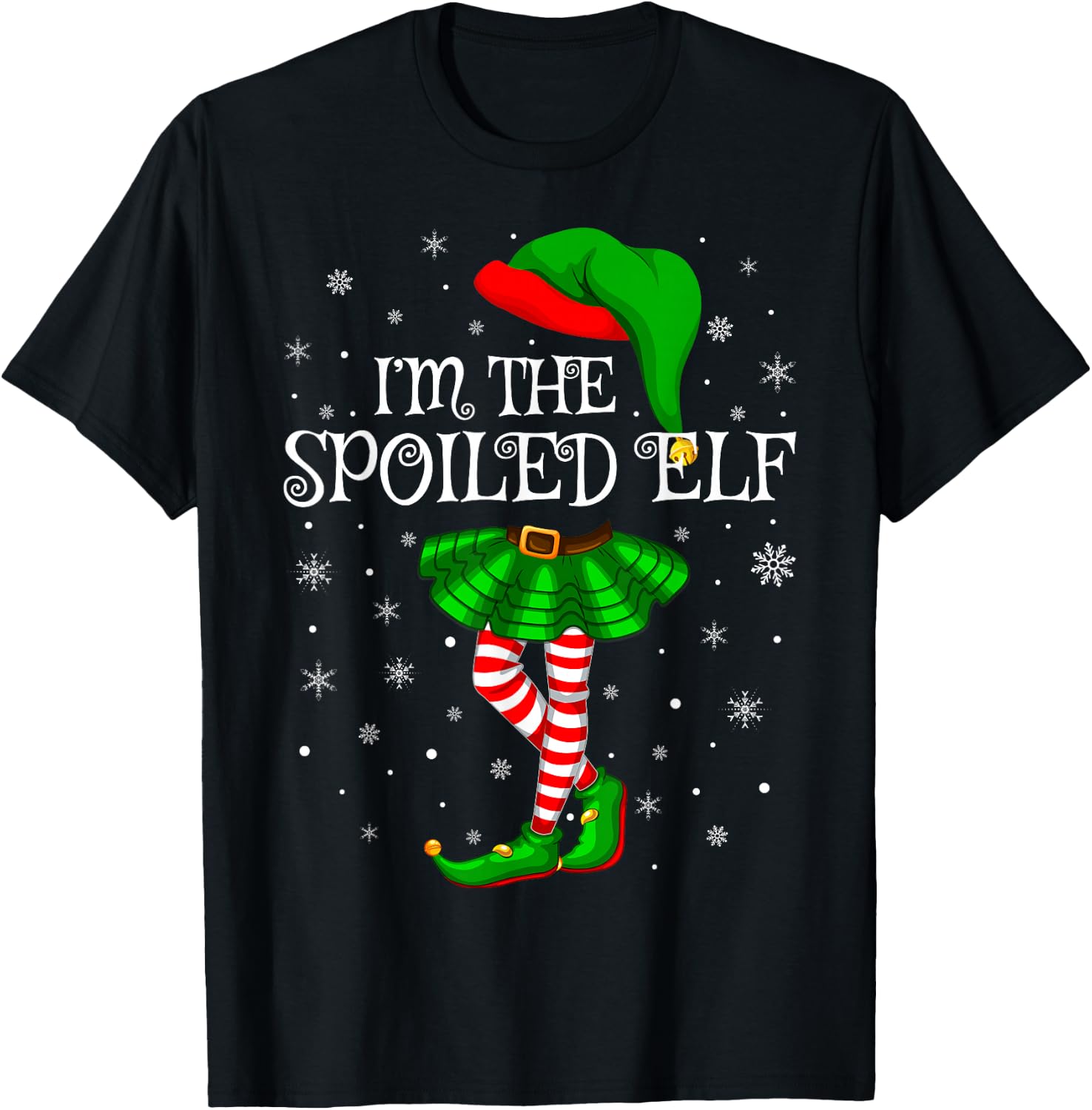 Spoiled Elf Christmas Matching Family Women Girls Elf T-Shirt - T-Shirt | Black