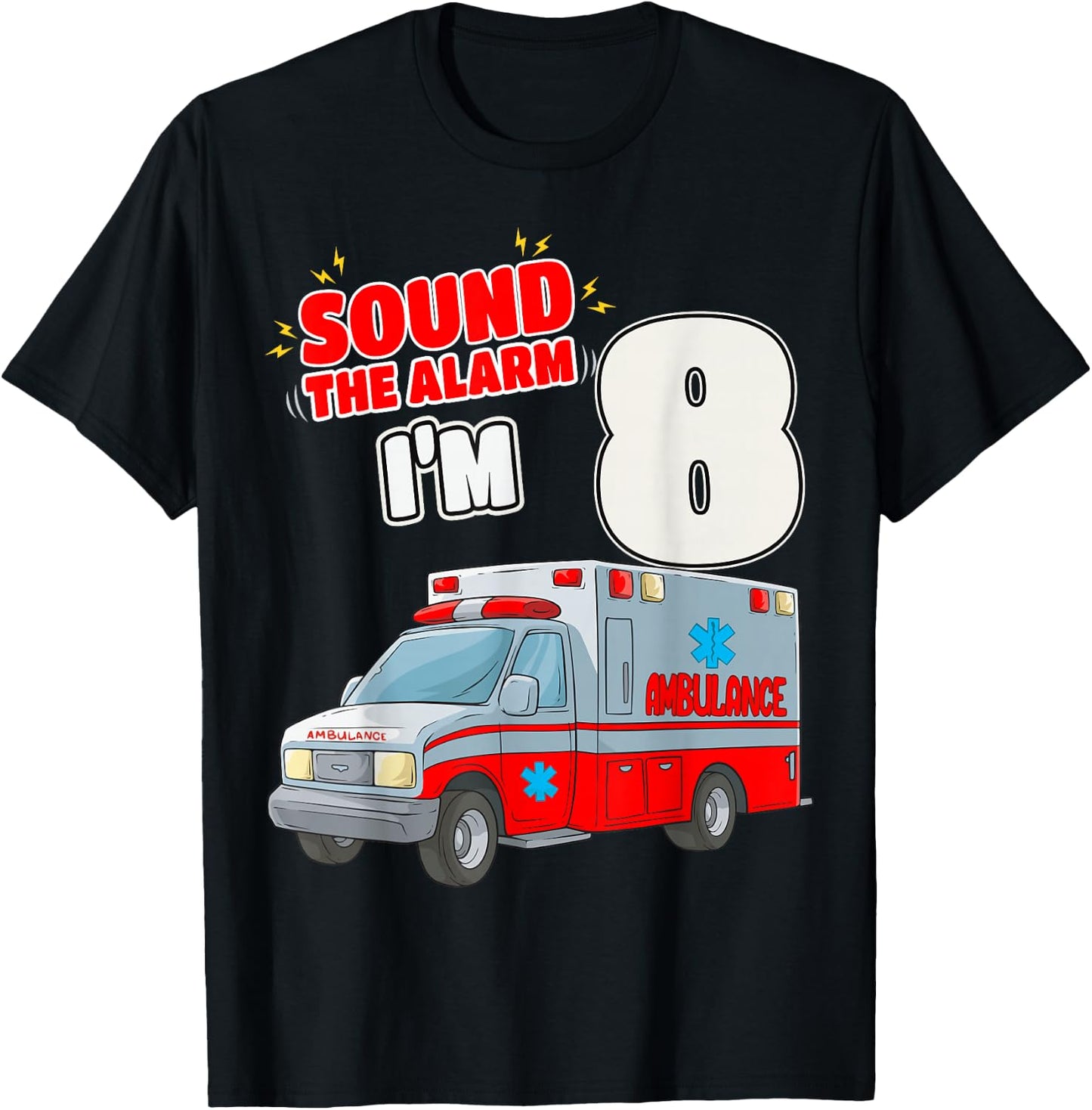 8th Birthday Medical Ambulance EMT 8 Years Old EMS Paramedic T-Shirt - T-Shirt | Black