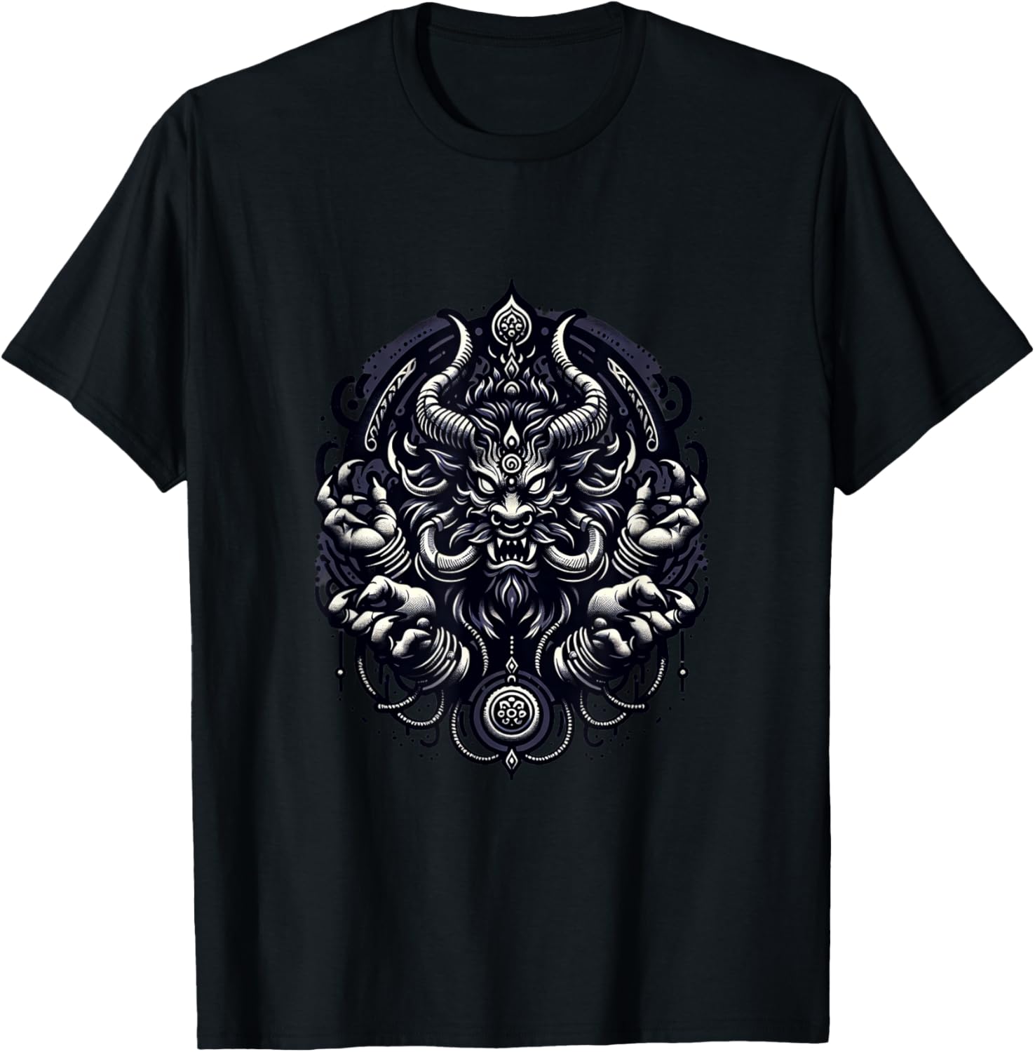 Dark Spirit Rakshasa Hindu Demon Horror Thriller Graphic T-Shirt - T-Shirt | Black