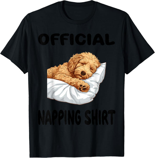 Goldendoodle Dog Pajamas Nightgown Official Napping T-Shirt - T-Shirt | Black