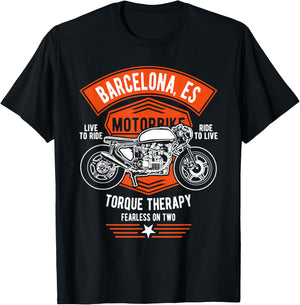 Barcelona ES España Spain Retro Motorcycle Design T-Shirt - T-Shirt | Black