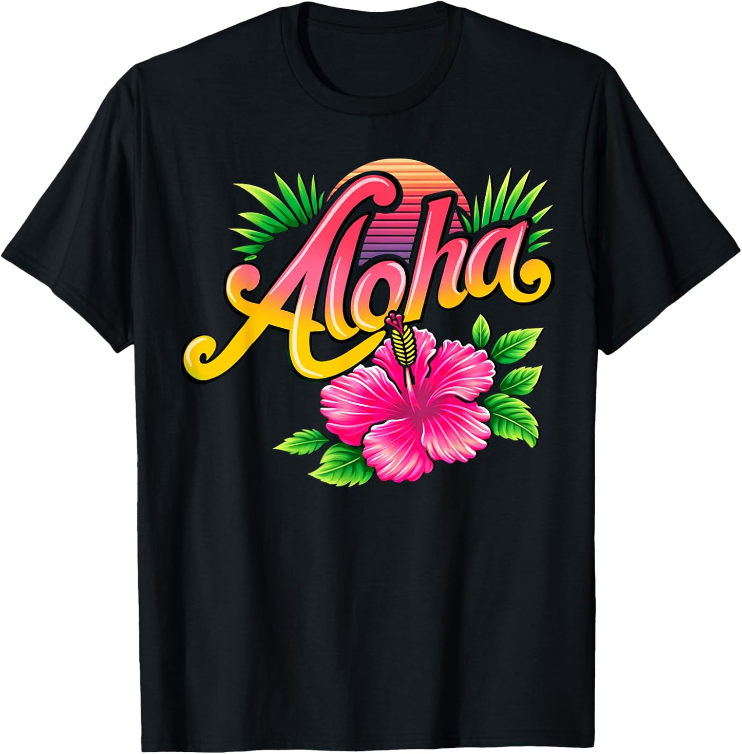 Aloha Hibiscus Flower - Hawaiian Flower Essence T-Shirt - T-Shirt | Black
