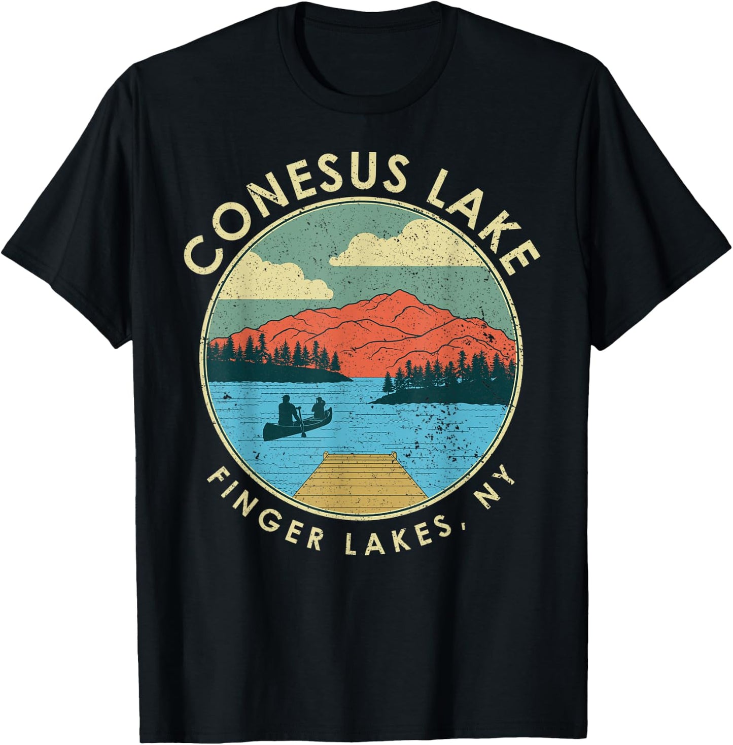Finger Lakes NY New York Conesus Lake T-Shirt - T-Shirt | Black