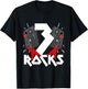 3 Rocks Birthday Party 3 Year Old Rock N Roll Star 3rd Gift T-Shirt - T-Shirt | Black