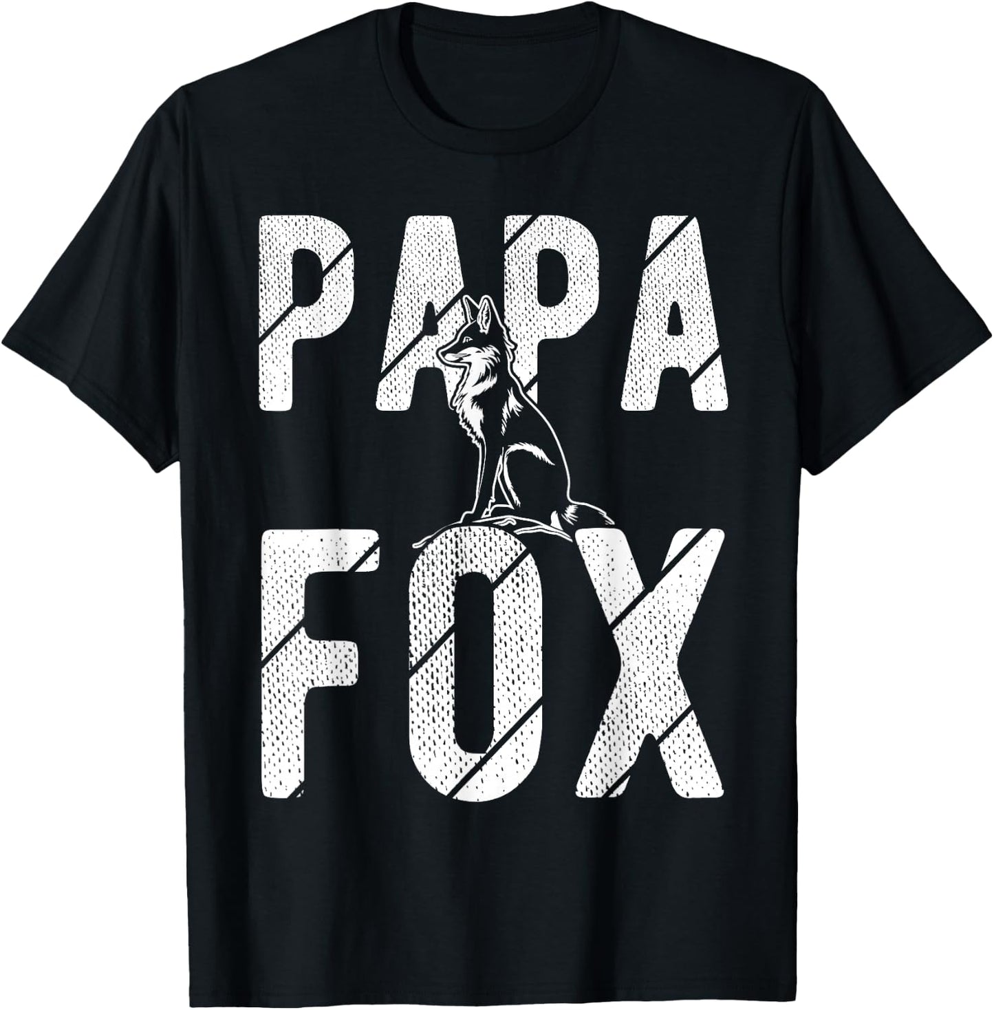 Papa Fox Vintage Retro Fox Forrest Fan Animal Lover Fuc T-Shirt - T-Shirt | Black