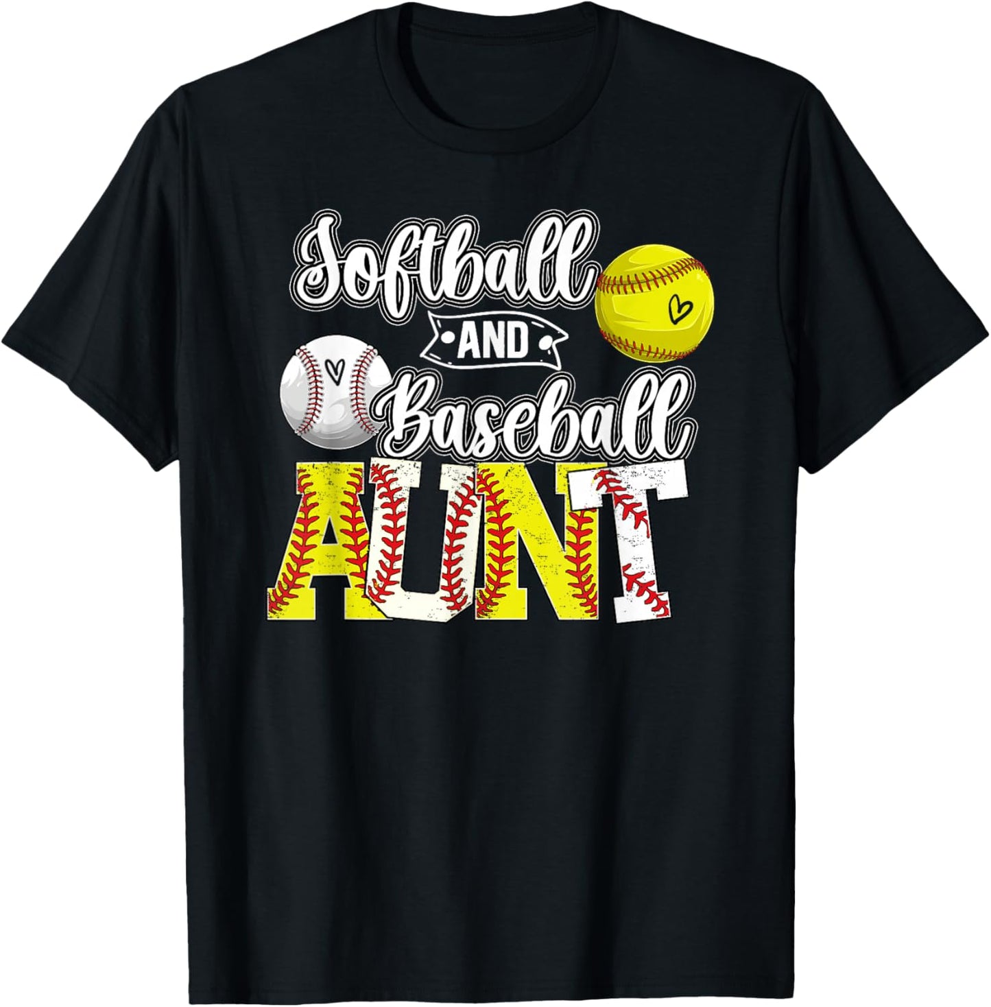 Softball And Baseball Aunt Proud Baseball Softball Aunt T-Shirt - T-Shirt | Black