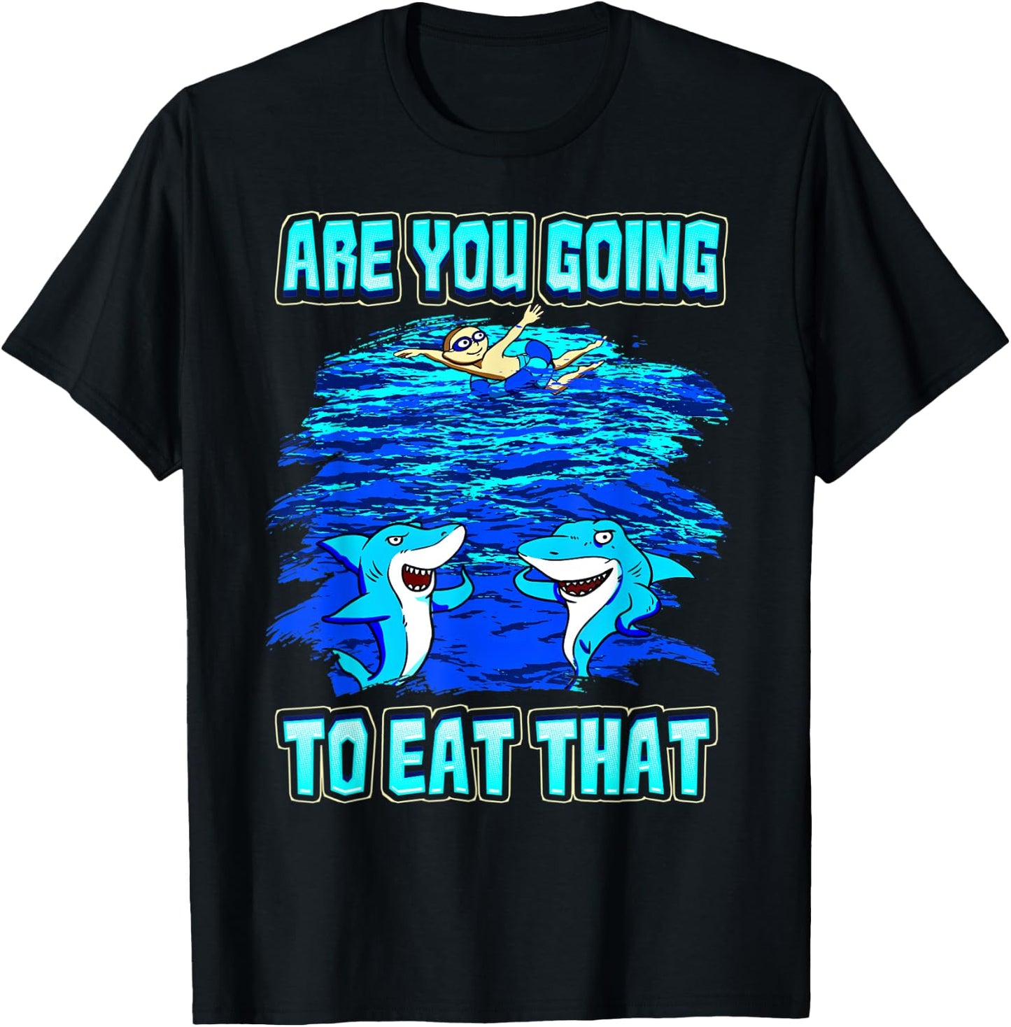 Shark Humor Ocean Swimmers Beware Funny Shark T-Shirt - T-Shirt | Black