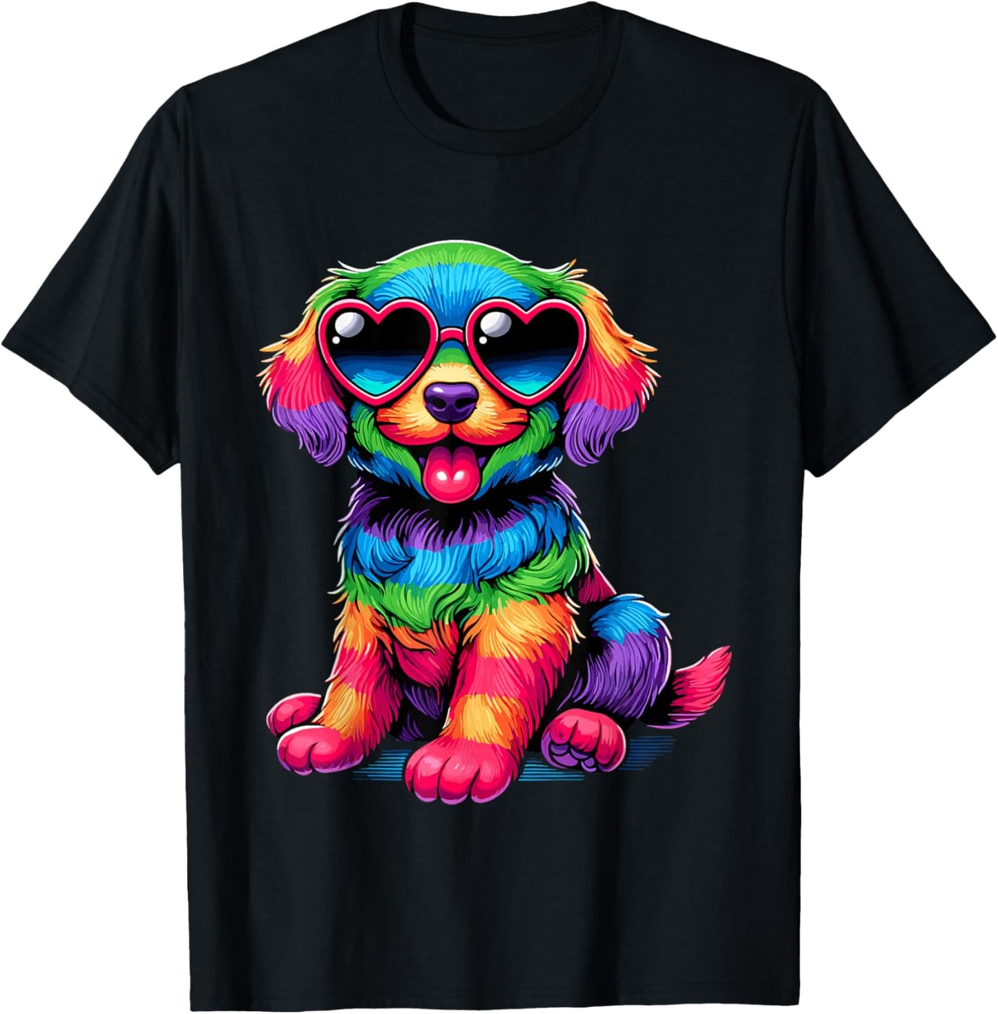 Dog Wearing Glasses Heart Puppy Love Dog T-Shirt - T-Shirt | Black