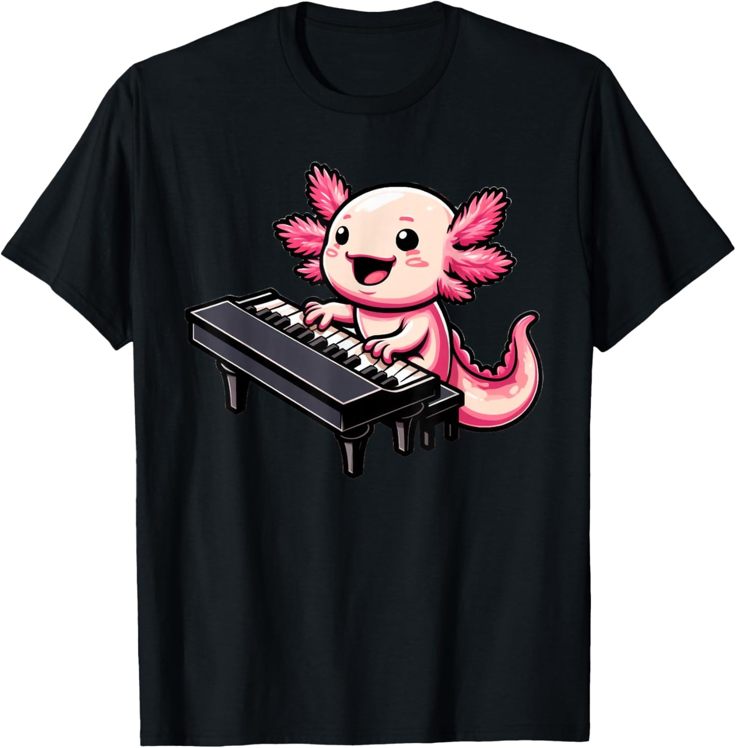 Axolotl Playing Piano Axolotls Musician Music T-Shirt - T-Shirt | Black