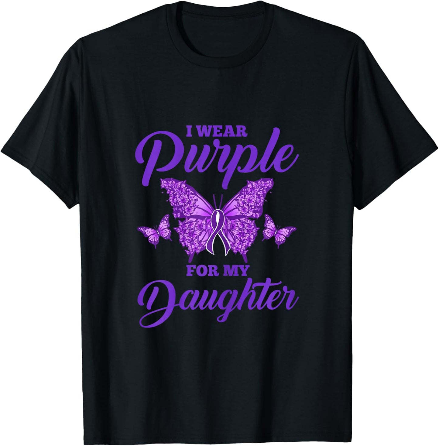 I Wear Purple For My Daughter Epilepsy Mom T-Shirt - T-Shirt | Black