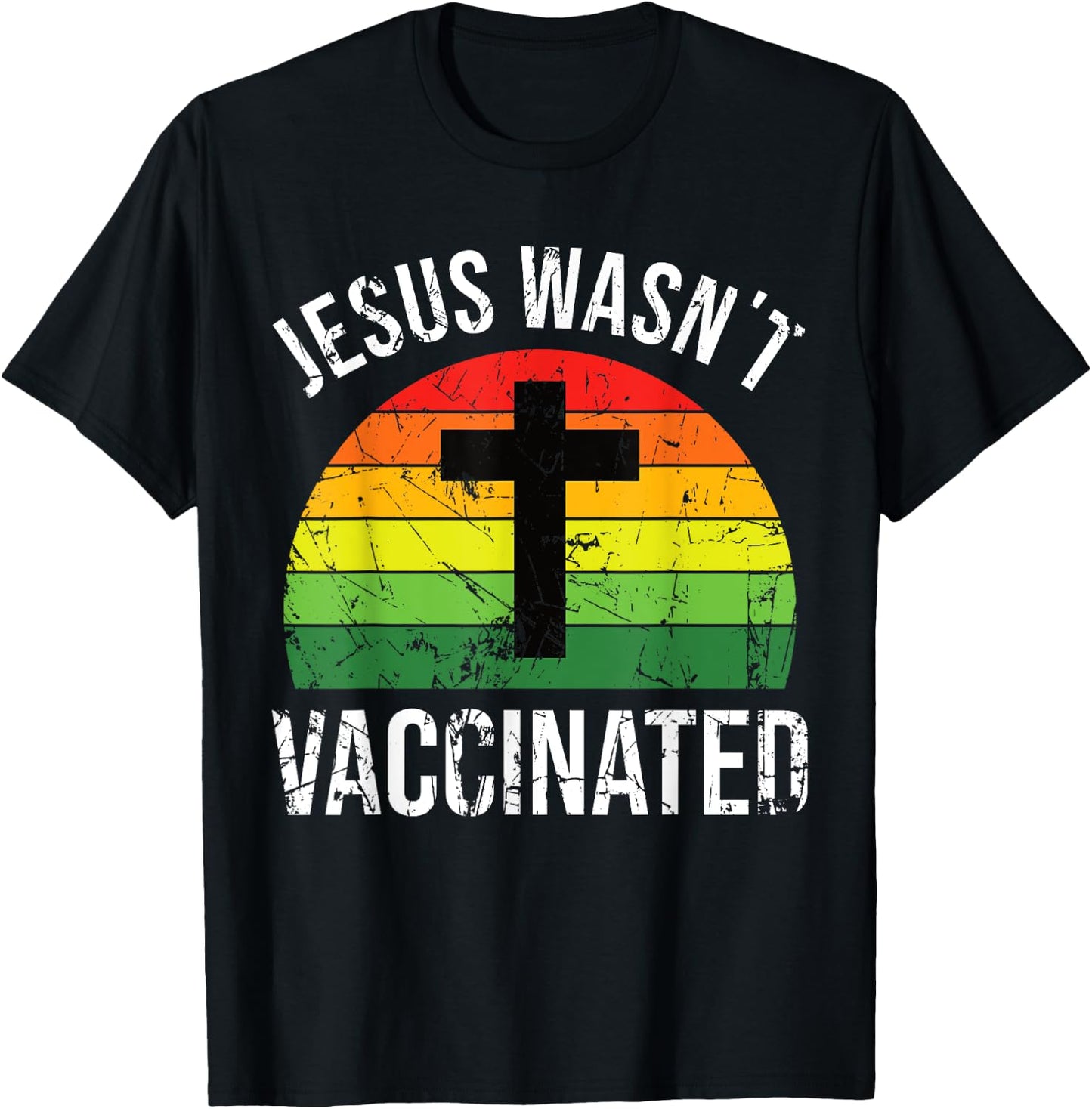 Jesus wasnt vaccinated anti-vax cross retro T-Shirt - T-Shirt | Black