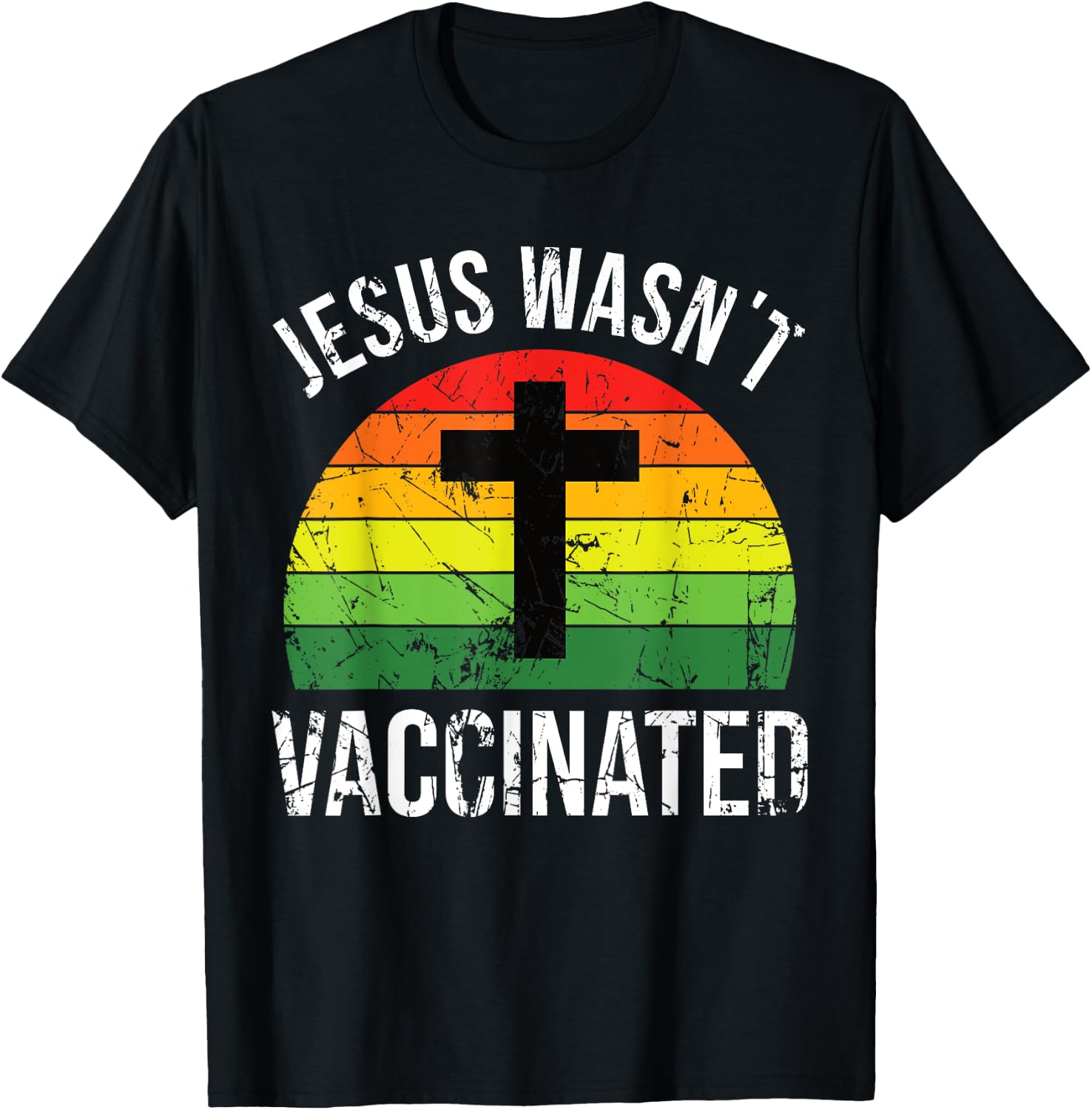 Jesus wasnt vaccinated anti-vax cross retro T-Shirt - T-Shirt | Black