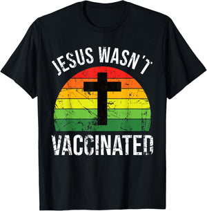Jesus wasnt vaccinated anti-vax cross retro T-Shirt - T-Shirt | Black