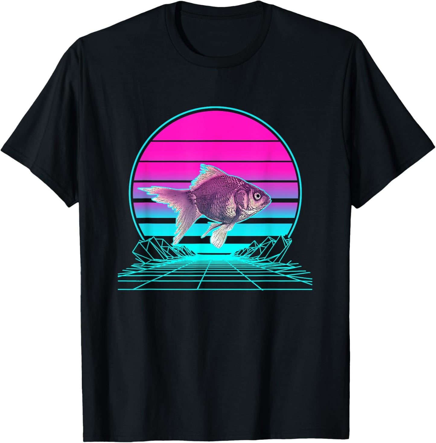 Vintage Retro Sunset Goldfish T-Shirt - T-Shirt | Black