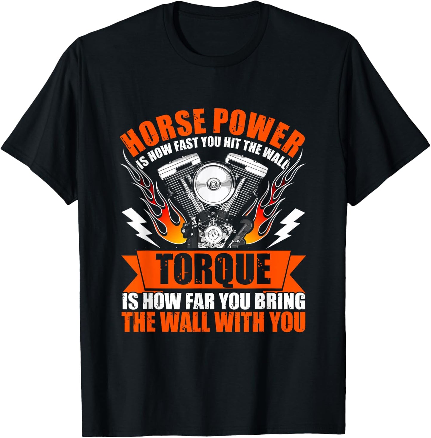 Horsepower Is How Fast You Hit The Wall Funny Car Mechanic T-Shirt - T-Shirt | Black