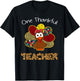 One Thankful Teacher Shirt Funny Cute Turkey Thanksgiving T-Shirt - T-Shirt | Black