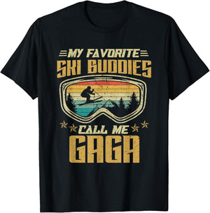 Skiing - My Favorite Ski Buddies Call Me Gaga T-Shirt - T-Shirt | Black